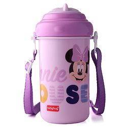 Babyhug Disney Straw Sipper with Strap & Minnie Mouse Print - 360 ml