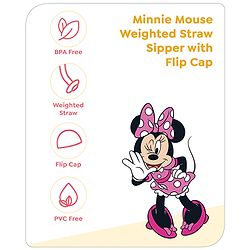 Babyhug Disney Flip Cap Open Sipper Cup with Weighted Straw & Minnie Mouse Print Pink - 270 ml