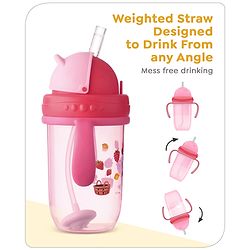 Babyhug Disney Flip Cap Open Sipper Cup with Weighted Straw & Minnie Mouse Print Pink - 270 ml