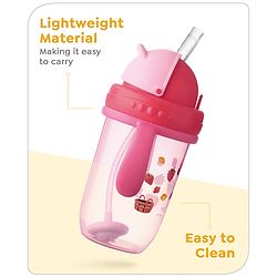 Babyhug Disney Flip Cap Open Sipper Cup with Weighted Straw & Minnie Mouse Print Pink - 270 ml