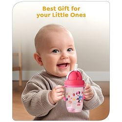 Babyhug Disney Flip Cap Open Sipper Cup with Weighted Straw & Minnie Mouse Print Pink - 270 ml