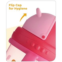 Babyhug Disney Flip Cap Open Sipper Cup with Weighted Straw & Minnie Mouse Print Pink - 270 ml