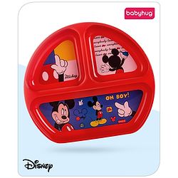 Babyhug Disney Mickey Mouse 3 Section Plate - Red