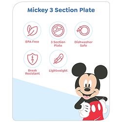 Babyhug Disney Mickey Mouse 3 Section Plate - Red