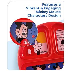 Babyhug Disney Mickey Mouse 3 Section Plate - Red