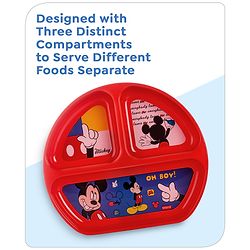 Babyhug Disney Mickey Mouse 3 Section Plate - Red