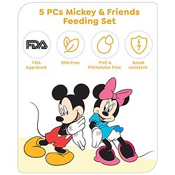 Babyhug Disney Feeding Set with Mickey Mouse & Friends Print - Blue