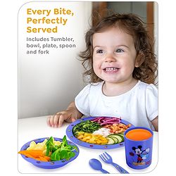 Babyhug Disney Feeding Set with Mickey Mouse & Friends Print - Blue