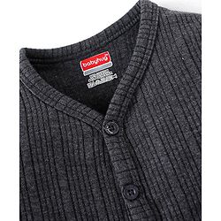 Babyhug Full Sleeves Front Open Solid Thermal Vest - Dark Grey