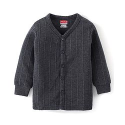 Babyhug Full Sleeves Front Open Solid Thermal Vest - Dark Grey