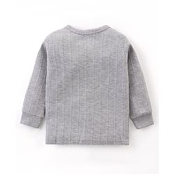 Babyhug Full Sleeves Front Open Solid Color Thermal Vest - Light Grey