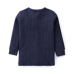 Babyhug Front Open Full Sleeves Thermal Vest Solid Colour - Navy