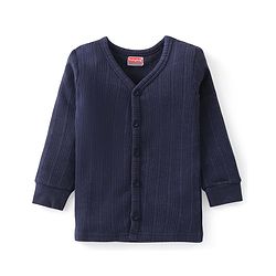 Babyhug Front Open Full Sleeves Thermal Vest Solid Colour - Navy