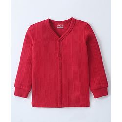 Babyhug Front Open  Solid Colour Full Sleeves Thermal Vest - Red