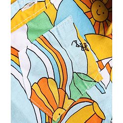 Babyhug Cotton Woven Half Sleeves Sun & Rainbow Printed Shirt with T-Shirt - Multicolour