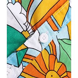Babyhug Cotton Woven Half Sleeves Sun & Rainbow Printed Shirt with T-Shirt - Multicolour