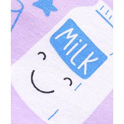 Babyhug Cotton Half Sleeves Night Suit With Milk And Cookie Print - Lavender