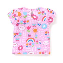 Babyhug Cotton Knit Half Sleeves Capri Night Suit With Floral Print - Pink