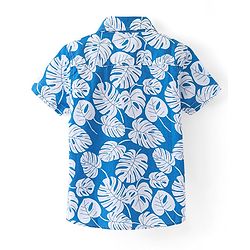 Babyhug 100% Cotton Woven Half Sleeve Regular Collar Shirt with Leafy Print - Blue