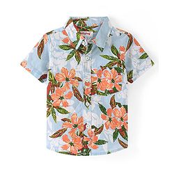 Babyhug Cotton Woven Half Sleeves Shirt with Floral Print - Multicolour