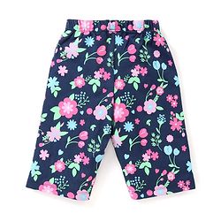 Babyhug Single Jersey Half Sleeves Night Suit Floral Print - Navy Blue