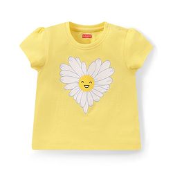Babyhug Cotton Half Sleeves Capri Night Suit With Floral Print - Yellow