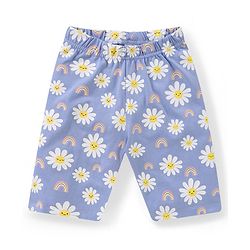 Babyhug Cotton Half Sleeves Capri Night Suit With Floral Print - Yellow