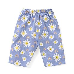 Babyhug Cotton Half Sleeves Capri Night Suit With Floral Print - Yellow