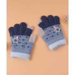 Babyhug  Woollen Gloves with Star Applique - Navy