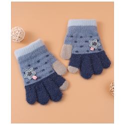 Babyhug  Woollen Gloves with Star Applique - Navy