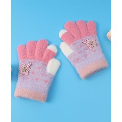 Babyhug  Woollen Gloves with Star Applique - Lavender