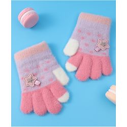 Babyhug  Woollen Gloves with Star Applique - Lavender