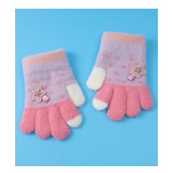 Babyhug  Woollen Gloves with Star Applique - Lavender
