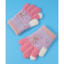 Babyhug  Woollen Gloves with Star Applique - Lavender