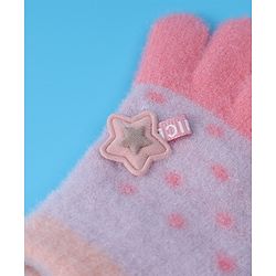 Babyhug  Woollen Gloves with Star Applique - Lavender