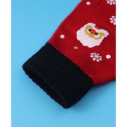 Babyhug Woollen Gloves with Owl Print - Red