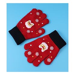 Babyhug Woollen Gloves with Owl Print - Red