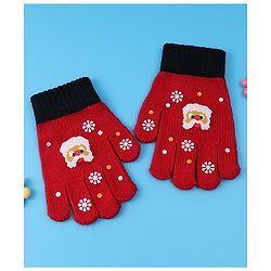 Babyhug Woollen Gloves with Owl Print - Red