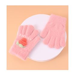 Babyhug Woollen Gloves with Fruit Print - Peach