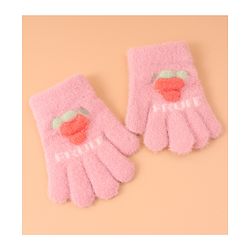 Babyhug Woollen Gloves with Fruit Print - Peach