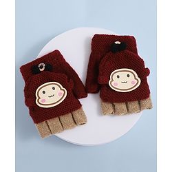 Babyhug Woollen Gloves with  Applique - Maroon