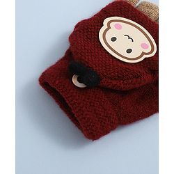 Babyhug Woollen Gloves with  Applique - Maroon