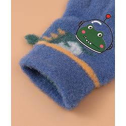 Babyhug Woollen Gloves with Crocodile Print - Navy