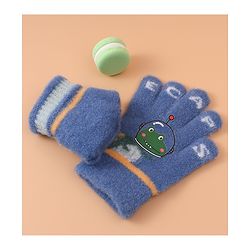 Babyhug Woollen Gloves with Crocodile Print - Navy