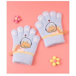 Babyhug Woollen Gloves with Crocodile Print - Sky Blue