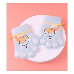 Babyhug Woollen Gloves with Crocodile Print - Sky Blue