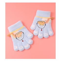 Babyhug Woollen Gloves with Crocodile Print - Sky Blue