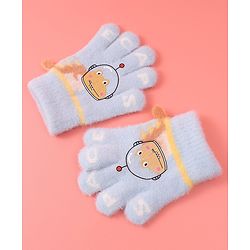 Babyhug Woollen Gloves with Crocodile Print - Sky Blue