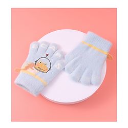 Babyhug Woollen Gloves with Crocodile Print - Sky Blue