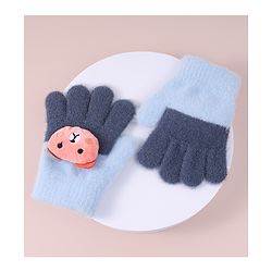 Babyhug Woollen Gloves with Bear Applique - Blue